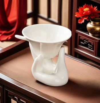 Zisha Tea Strainer with Ceramic, Stainless Steel, and White Porcelain Filter Base for Tea Leaves and Residue