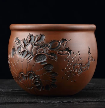 Jianshui Purple Pottery Tea Waste Bin, Large Water Bowl, Kung Fu Brush Washer, Tea Set Accessory, Jianshui Home Japanese Style Tea Cup Washer, Tea Dregs Container