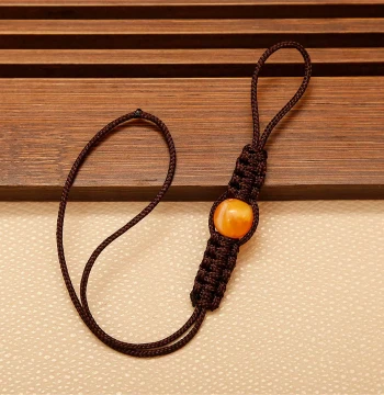 Hand-Woven Anti-Drop Rope for Zisha Teapot Lids with Agate Beads, Tea Ceremony Accessory, Palace-Style Teapot Tether