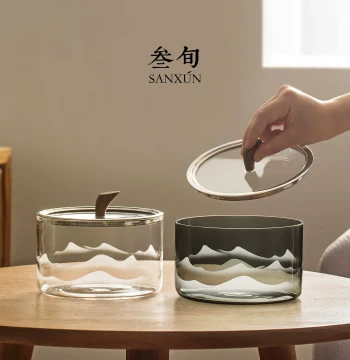 Sanxun Wuzheng Large Lidded Tea Wash Bowl, Heat-Resistant Glass, Household Tea Waste Container, Kung Fu Tea Accessory