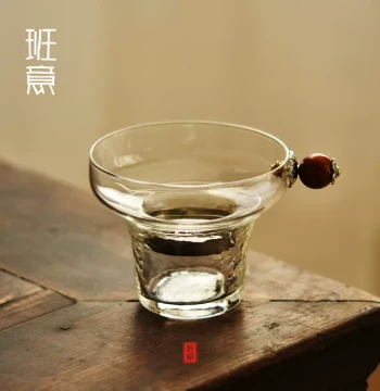 Banyi Glass Tea Infuser with Stainless Steel Filter Mesh, Hammered Glass Filtration for Japanese and Chinese Kung Fu Tea Sets, Spare Parts