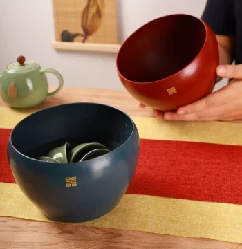 Large Premium Copper Tea Waste Container and Water Rinse Basin for Gongfu Tea Sets