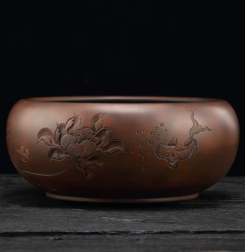 Yunnan Jianshui Purple Pottery Extra-Large Tea Wash Basin – Premium Japanese-Style Water Rinse Bowl for Home Kung Fu Tea Accessories