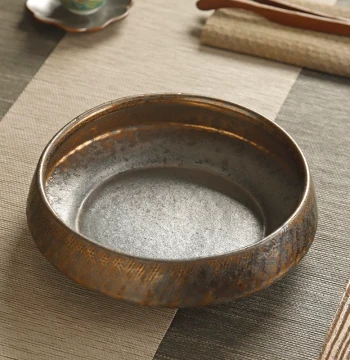 Coarse Pottery Tea Wash Bowl, Jian Water Vessel, Tea Residue Container, Cup Washer, and Gaiwan Rinse Bowl for Home Kung Fu Tea Sets
