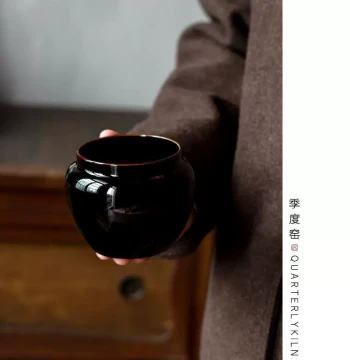 Jidu Kiln Black Glaze Jianshui Ceramic Tea Waste Container Vintage Wastewater Bucket for Gongfu Tea Ceremony