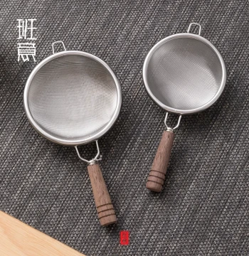 Banyi Teapot Strainer with Walnut Wood Handle, 304 Stainless Steel Tea Filter for Gongfu Tea Ceremony, Japanese Tea Art