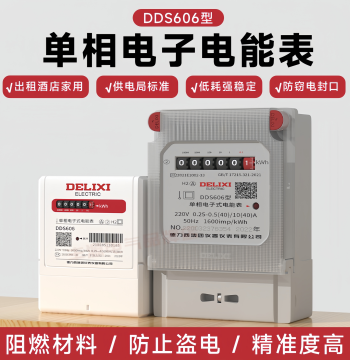 Delixi Single-Phase Electronic Energy Meter DDS606 - Household Electricity Meter for Rental Properties, 220V Meter Box