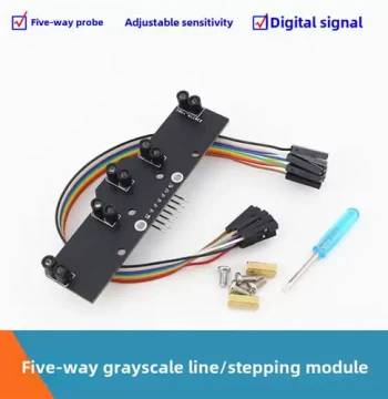 5-Channel Digital Tracking Sensor 5-Channel Grayscale Patrol Module Photoelectric Conversion Black/White/Red Line Recognition Competition