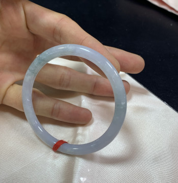 Special Offer (Minor Flaws): 55mm Fine Round Strip Ice Violet Floating Flower Jade Bangle, Natural Burmese Grade A Purple Jade Bracelet
