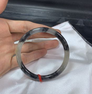 Chinese Style Ink Wash Painting 58-59 Black Chicken Jade Bangle Large Size Black Chicken Jade Bracelet Natural Burmese Artistic Jade