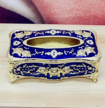 Indian Traditional Handicraft Indian Copper Tableware European Style Gilded Tissue Box Gift YT417