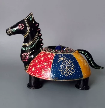 Southeast Asian Pastoral Style Indian Imported Home Decor Craft - Unique Wrought Iron Painted Horse Candle Holder Gift
