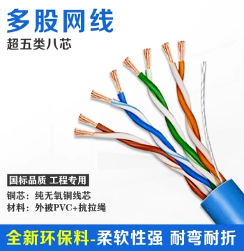 Multi-Strand Flexible Industrial Ethernet Cable, Cat5e/Cat6 Double-Shielded Oxygen-Free Copper Multi-Core Network Cable