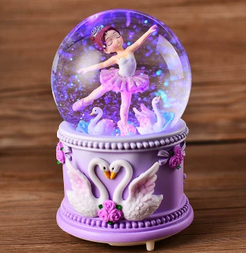 Ballet Crystal Ball Music Box with Rotating Snowflakes, Birthday Gift for Girls and Children