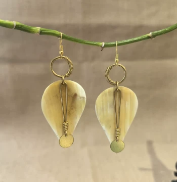 Afrina Kenya Unique Niche Pure Handcrafted Fashion Boutique Horn and Brass Earrings