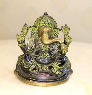 Indian Pure Copper Handmade Elephant Trunk God of Wealth Elephant Head God of Wealth 6-Inch Copper Statue Ornament 17cm