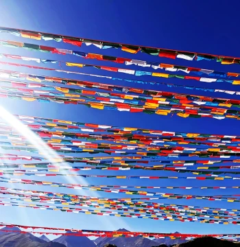 May 23 Tibet Handmade Five-Color Prayer Flags - Traditional Cotton Wind Horse Banners (Lungta) for Family Blessings