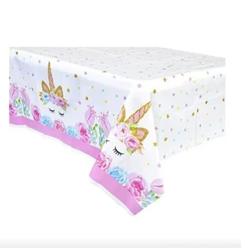 Jisu 3 Packs Unicorn Tablecloth, Unicorn Tablecloth for Kids' Birthday