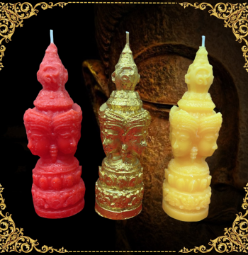 Dingdingtai Brand Special Handcrafted Sculpted Candles Four-Faced Buddha Candles in Red, Yellow, and Gold