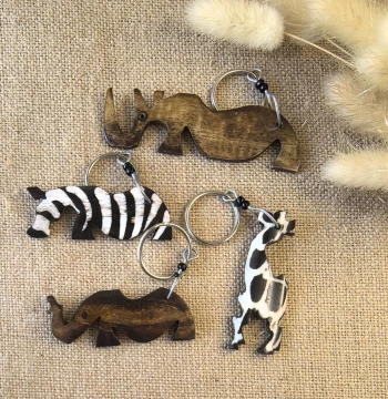 Afrina Imported Kenyan Specialty Handicrafts, Ethnic Ornaments, Animal Bone/Cow Bone Keychain Pendant