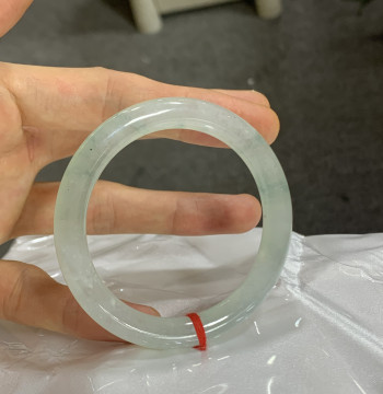Master's Recommendation: 51.5mm Positive Ice Floating Flower Jade Bangle, Ice Species Round Bar with Green Floating Flowers, High-Ice Refreshing Beauty Bangle