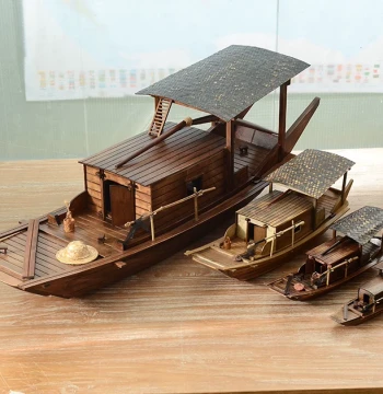 Jiangnan Water Town Sailboat Model, Wooden Boat, Fishing Boat, Awning Boat Model, Chinese Craft Boat Ornament, Solid Wood Large Ship Decoration