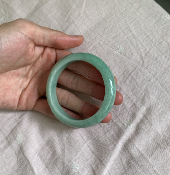 57-58 Standard Round Full Fruity Green Jadeite Bangle, Natural Burmese Type A Jade Bracelet, Full Color Bean Green Jade Bangle with Certificate
