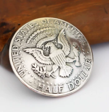 Handmade Silver Brazed Half Dollar Genuine Coin Buckle Wallet Buckle Money Bag Decorative Buckle Cowboy Buckle Leather Carving Leather Craft Accessory