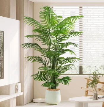 High-End Light Luxury Artificial Areca Palm Tree, Indoor Living Room Decorative Ornament, Floor-Standing Landscape Simulation Green Plant Potted