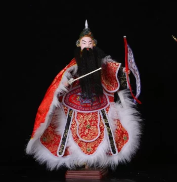 Yue Fei Peking Opera General Marshal Cloth Bag Puppet for Performance and Training, Handcrafted Intangible Cultural Heritage Ornament