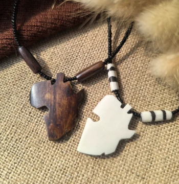 Afrina Kenya African Specialty Handcrafted Black and White Couple's Natural Ox Bone Necklace