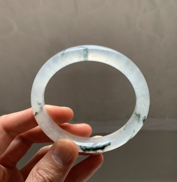 Minor Flaws | 59 Ice Species Floating Flower Jade Bangle Snowflake Cotton Jade Bracelet Natural Myanmar Bangle Floating Snow Flaw Details in Image 5