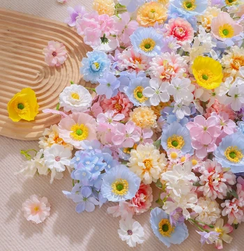 Fresh Light-Colored Mixed Flower Material Kit - Graduation Cap Hairpin Ornaments, Simulation Flower DIY Materials, Artificial Silk Flowers