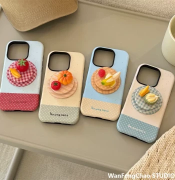 3D Fruit Platter Phone Case Compatible with iPhone 17 Pro Max, Protective Cover for iPhone 16 with Magnetic Stand, Hard Matte Finish for iPhone 15 and 14