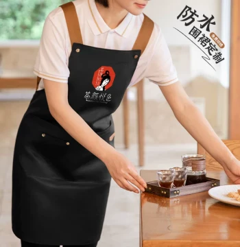 Premium Young Style Custom Apron with Logo Printing - Waterproof for Catering, Kitchen Work, and Milk Tea Shops