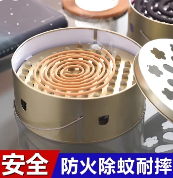 Creative Mosquito Coil Holder Tray, Home Sandalwood Box with Safety Lid, Portable Fireproof Ash Catcher, Mosquito Coil Stand