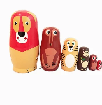[Special Offer Free Shipping] 6-Layer Fox Animal Russian Nesting Dolls, Educational Wooden Toy, Craft Gift
