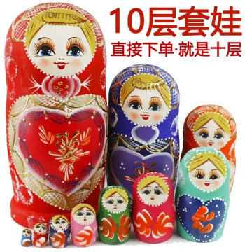 Specialty Russian Nesting Dolls 10 Layers Manzhouli Harbin Ice and Snow Tourism Souvenir Creative Children's Day June 1st Gift