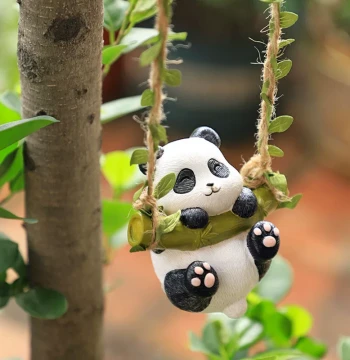 Creative Cute Cartoon Panda Swing Ornament for Courtyard and Garden - Climbing Railing Decor and Hanging Pendant