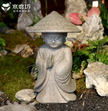 New Chinese Style Courtyard Zen Novice Monk Landscape Decoration Outdoor Garden Arrangement Landscape Ornament Floor Standing Ornament
