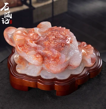 Shichengji Premium Golden Toad Creative Ornament Natural Jade Carving Opening Gift Souvenir Home Decor Display