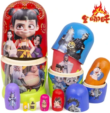 10-Layer Russian Nesting Dolls Movie Edition Premium Basswood Children's Day Gift Educational Toy Craft Ornament