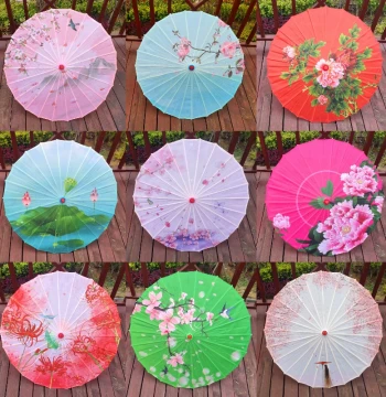 Chinese Style Oil-paper Umbrella Prop Dance Umbrella Performance Stage Silk Cloth Decoration Cosplay Ancient Craft Umbrella Classical Jiangnan