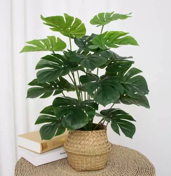 Artificial Flowers Living Room Display Bedroom Floor-Standing Bionic Green Plants Fake Flower Potted Ornaments Monstera Leaf Indoor Decoration
