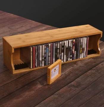 Juyang CD Storage Rack PS4 Game Disc Rack Desktop CD Rack Solid Wood Blu-ray Disc Game Disc Shelf CD Stand