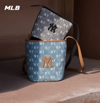 MLB Official Unisex Couple Monogram Adjustable Small Denim Bucket Bag Spring/Summer BMMV5/BMMV6