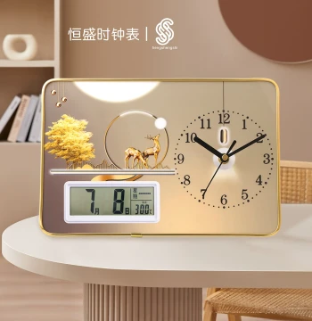 Creative Minimalist Desktop Clock Office Ornament Perpetual Calendar Bedroom Living Room Table Clock Silent Home Desk Clock