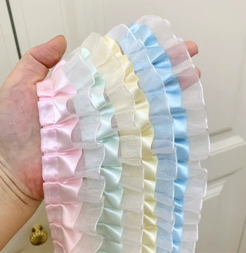 DIY Colorful Double-Layer Snow Gauze Cotton Lace Trim Accessory Handmade Pain Bag Ribbon Edge Decoration Material Cheer Fan