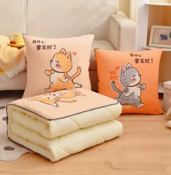 2-in-1 Thickened Pillow Blanket for Office Folding Nap, Sofa, and Car Use