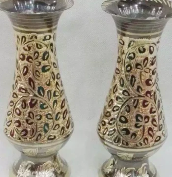 8-Inch Copper Vase, Pakistani Copperware, Random Floral Patterns